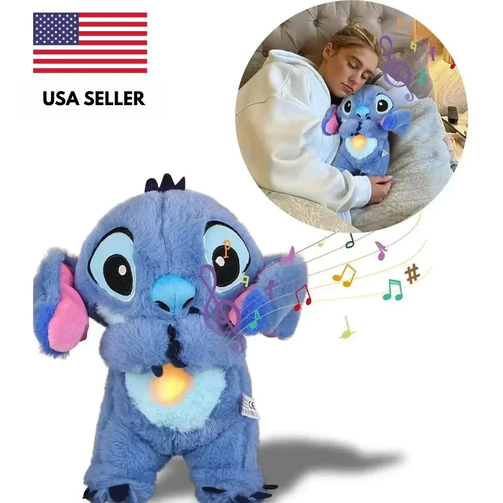30CM Breathing Musical Plush Doll Sleep Aid Soft Stuffed Toy Anxiety Relief Gift