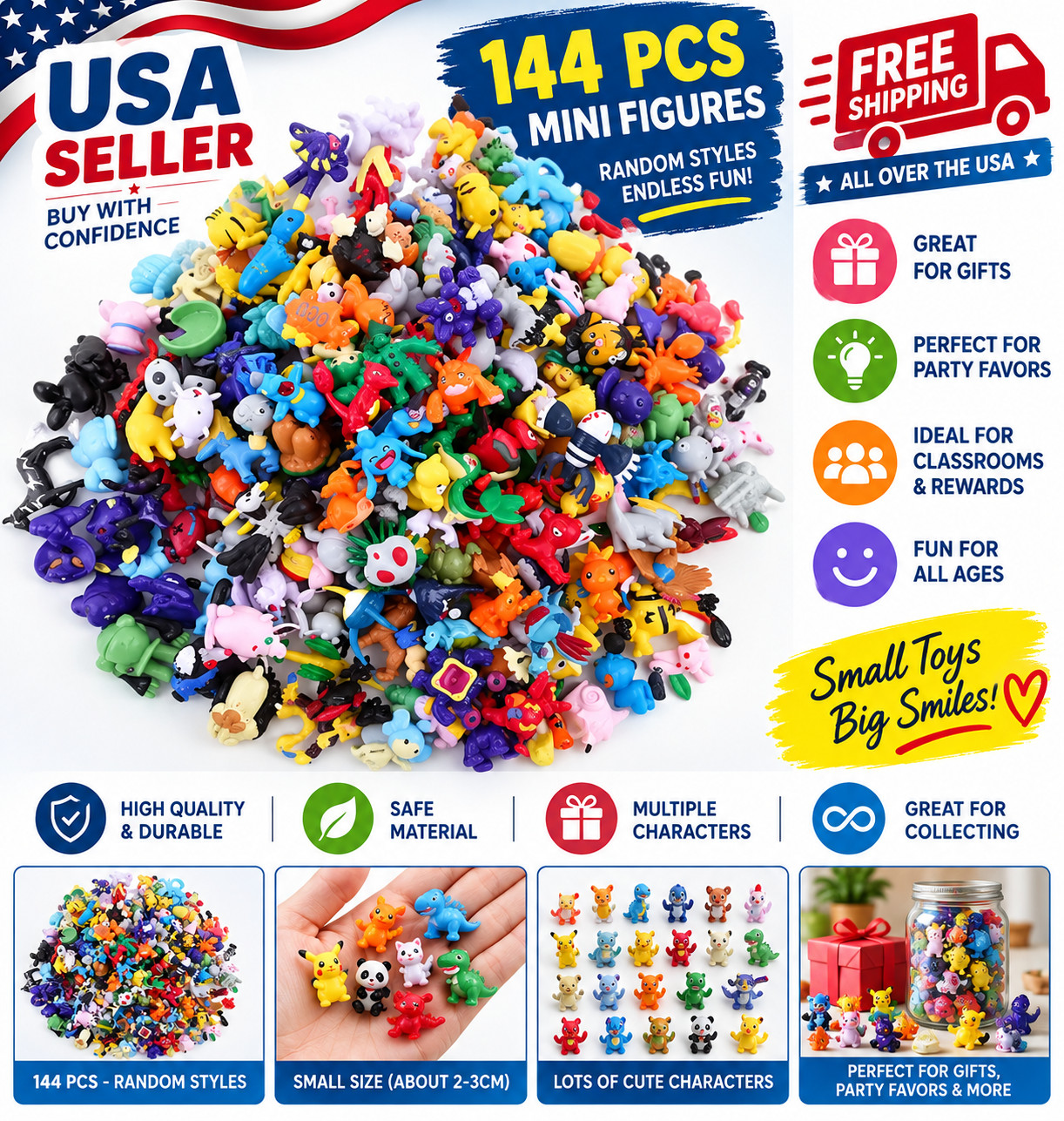 144Pcs Mini Animal Figurines Assorted Small Toys Party Favors Collectible