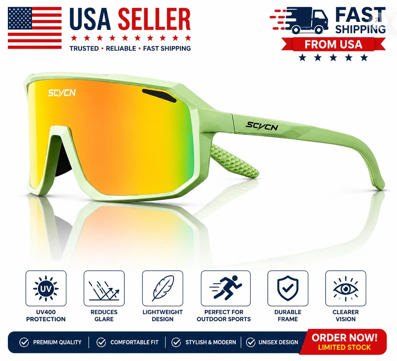 Polarized Sports Sunglasses UV400 Cycling Driving Fishing Wrap Outdoor Glasses
